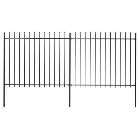 ZNTS Garden Fence with Spear Top Steel 3.4x1.5 m Black 277630