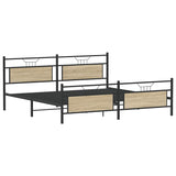 Metal Bed Frame without Mattress Sonoma Oak 200x200 cm 3325101