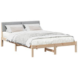 Bed frame Brown and light grey 135 x 190 cm Solid pine wood 878689