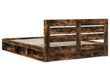 Bed Frame Smoked Oak 150 x 200 cm Solid Pine Wood 3411732