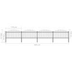 ZNTS Garden Fence with Spear Top Steel x6.8 m Black 277733