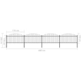 ZNTS Garden Fence with Spear Top Steel x6.8 m Black 277733