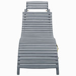 Sun Lounger Grey Wash Solid Acacia Wood 45959