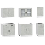 7 Piece Kitchen Cabinet Set Kalmar Concrete Grey Engineered Wood 3314755