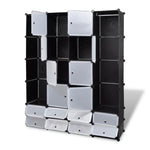 Modular Cabinet 18 Compartments Black and White 37x146x180.5 cm 240501