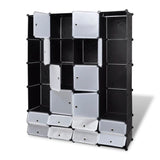 Modular Cabinet 18 Compartments Black and White 37x146x180.5 cm 240501