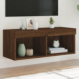 TV Cabinet with LED Lights Brown Oak 80x30x30 cm 837153