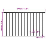 ZNTS Fence Panel Powder-coated Steel 1.7x1 m Black 145219