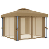 Gazebo with Curtain 3x3 m Taupe Aluminium 3068557