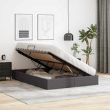 Storage Bed with Mattress Grey 140 x 200 cm Faux leather 3369951