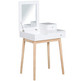 Dressing Table with Flip-up Mirror, Makeup Desk with 2 Drawers, Vanity Table Writing Desk for T3398P342390