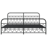 Metal Bed Frame without Mattress with Footboard Black 200x200cm 377142