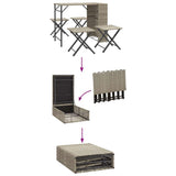 5 Piece Garden Dining Set Foldable Light Grey Poly Rattan 365948