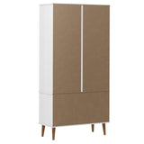 Vitrine Cabinet MOLDE White 90x35x175 cm Solid Wood Pine 350544