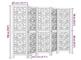 Room Divider 5 Panels Brown Solid Wood Paulownia 358870