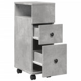 Narrow Bathroom Cabinet with Wheels Concrete Grey Engineered Wood 855235