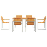 Garden Dining Set 7 pcs Solid Acacia Wood and Stainless Steel 3334810