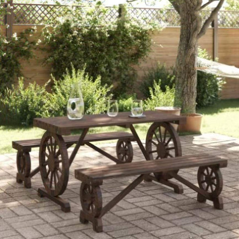 ZNTS 3 Piece Garden Dining Set Solid Wood Fir 3207138