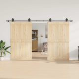 Sliding Door Hardware Kit 366 cm Steel Black 3295799