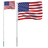 US Flag and Pole 5.55 m Aluminium 3147141
