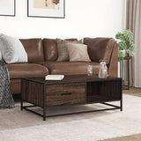Coffee Table Brown Oak 90x57x35 cm Engineered Wood and Metal 848758