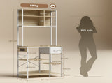Kitchen Baker's Rack, Microwave Stand with Storage Shelves and 6 Hooks for Small Spaces T3398P553403