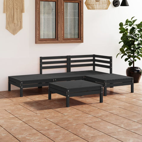 5 Piece Garden Lounge Set Solid Pinewood Black 3082626