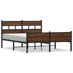 ZNTS Metal Bed Frame without Mattress Brown Oak 160x200 cm 3308516