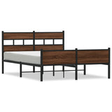 ZNTS Bed Frame without Mattress Brown Oak 140x200 cm Engineered Wood 4017345