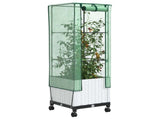 Garden Planter with Greenhouse Cover&Wheels White PP 3422933