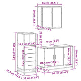 ZNTS 3 Piece Bathroom Furniture Set Smoked Oak Engineered Wood 3301012