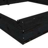 Sandbox with Seats Black Square Solid Wood Pine 825041