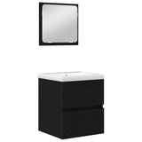 Bathroom Furniture Set with Drawer 2 pcs Black Oak and White 3393511