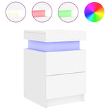 Bedside Cabinet with LED Lights White 35x39x55 cm 836749