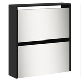 Shoe Cabinet with Mirror 5-Layer Black 63x17x169.5 cm 3228280