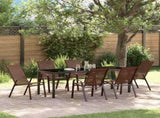 Garden Dining Set 7 pcs Brown and Black Powder-coated Steel 3379133