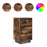 Bedside Cabinet with LED Lights Smoked Oak 38x34x65 cm 861305