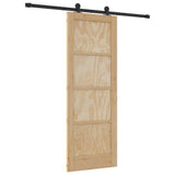 Sliding Door Natural and Black 73.5 x 198.5 cm Solid Pine Wood 3333326