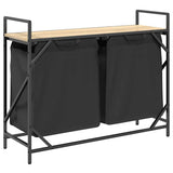 Laundry Basket 2 Compartments with Shelf Sonoma Oak 859076