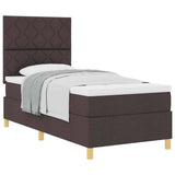 Box Spring Bed with Headboard Dark brown 90 x 190 cm Fabric 3339661
