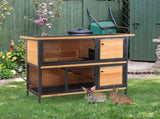 Rabbit Hutch Outdoor Guinea Pig Hutch Bunny Cage Metal Frame with No-Leak Tray Openable Roof Light T3398P347537