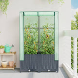 ZNTS Raised Bed with Greenhouse Cover Rattan Look 80x40x138 cm 4015828