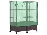 Garden Planter with Greenhouse Cover&Wheels 2 pcs Brown PP 3422979