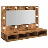 ZNTS Mirror Cabinet with LED Old Wood 90x31.5x62 cm 857005