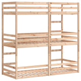 Triple Bunk Bed without Mattress 75x190 cm Small Single Solid Wood Pine 3284260