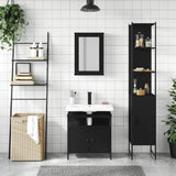 3 Piece Bathroom Furniture Set Black Engineered Wood 3214795