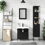 ZNTS 3 Piece Bathroom Furniture Set Black Engineered Wood 3214795