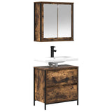 2 Piece Bathroom Furniture Set Smoked Oak Engineered Wood 3328366