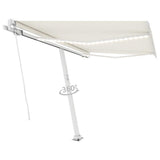 Manual Retractable Awning with LED 300x250 cm Cream 3069502