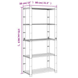 5-Tier Storage Rack Grey 80x38x170 cm Solid Wood Pine 373385